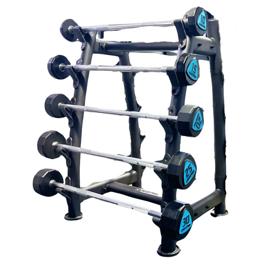 12-Sided Urethane Fixed Straight Barbells Set with Rack