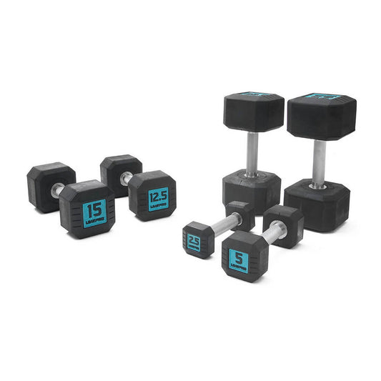 Rubber Octagonal Dumbbells 2.5-30Kg Full Set